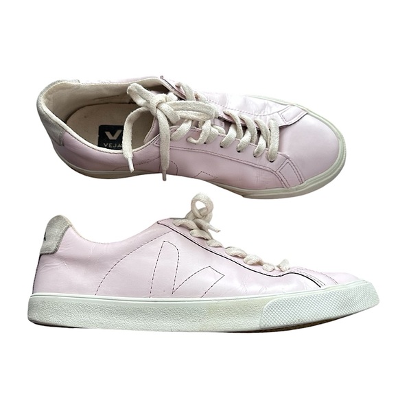 Veja Esplar in Petal Pink Patent Leather Lace Sneakers Size Women's US 9 - Picture 1 of 15